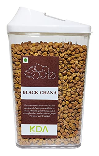 KDA Black Chana (Kala Chana) | Black Chickpea | Bengal Gram | Handpicked & Unpolished | Free Easy Flow Container, 750g