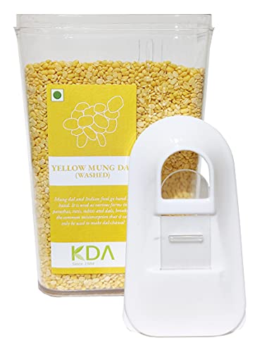 KDA Yellow Mung Dal Washed (Moong Dhuli) | Split Mung Beans | Handpicked & Unpolished | Free Easy Flow Container, 750g