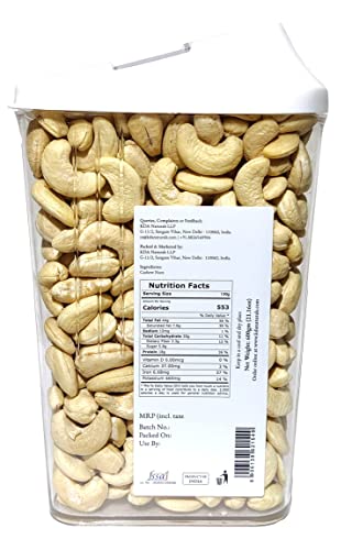 KDA Mangalore Cashew Nuts Whole (Kaju) | Handpicked | Free Easy Flow Container, 600g