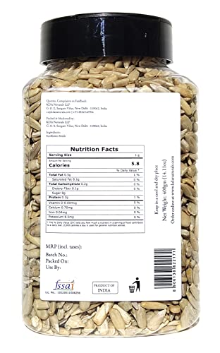 KDA Raw Sunflower Seeds | Unsalted | Ready to Eat | Superfood, 400g