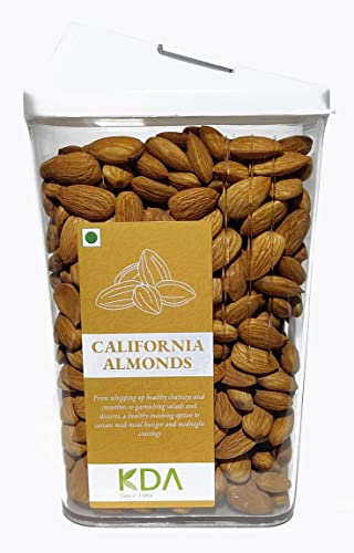 KDA California Almonds (Badam Giri) | Handpicked | Free Easy Flow Container, 600g