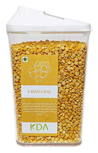 KDA Chana Dal | Bengal Gram Dal | Handpicked & Unpolished | Free Easy Flow Container, 750g