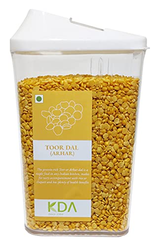 KDA Toor Dal (Arhar Dal) | Pigeon Peas Split | Handpicked & Unpolished | Free Easy Flow Container, 750g