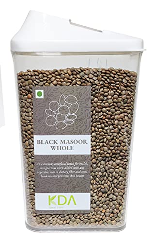 KDA Black Masoor Whole (Kali Masoor Sabut) | Handpicked & Unpolished | Free Easy Flow Container, 750g