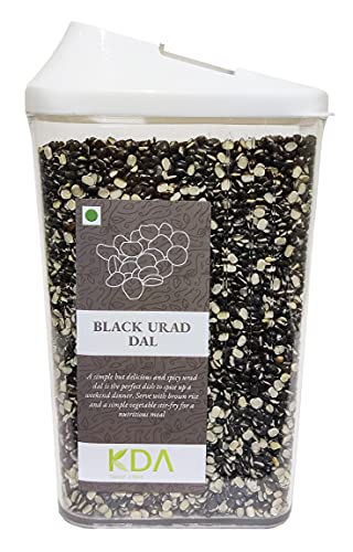 KDA Black Urad Dal (Urad Chilka) | Black Matpe Split | Handpicked & Unpolished | Free Easy Flow Container, 750g