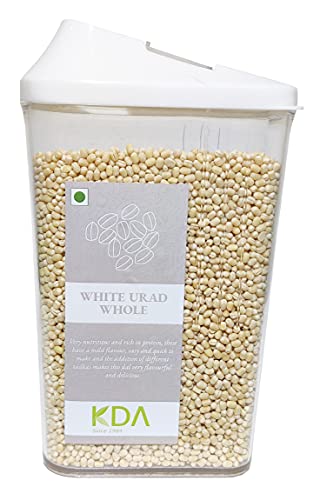 KDA White Urad Whole (Urad Sabut) | Matpe Beans Skinless | Handpicked & Unpolished | Free Easy Flow Container, 750g