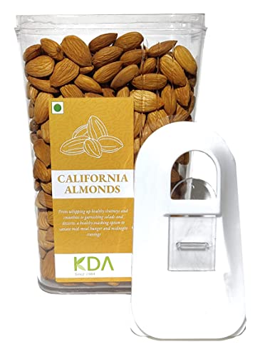 KDA California Almonds (Badam Giri) | Handpicked | Free Easy Flow Container, 600g