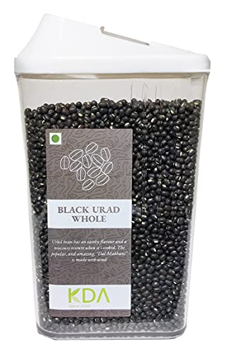 KDA Black Urad Whole (Urad Sabut) | Black Matpe Beans | Handpicked & Unpolished | Free Easy Flow Container, 750g