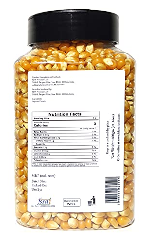 KDA Popcorn Kernels | Popping Corn | Unsalted | Superfood, 600g