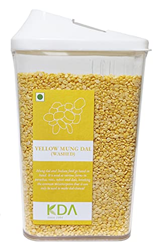 KDA Yellow Mung Dal Washed (Moong Dhuli) | Split Mung Beans | Handpicked & Unpolished | Free Easy Flow Container, 750g