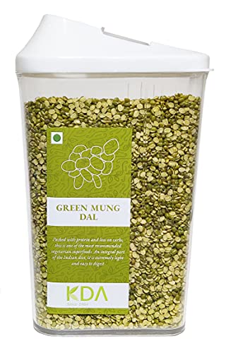 KDA Green Mung Dal (Moong Chilka) | Green Mung Split | Handpicked & Unpolished | Free Easy Flow Container, 750g