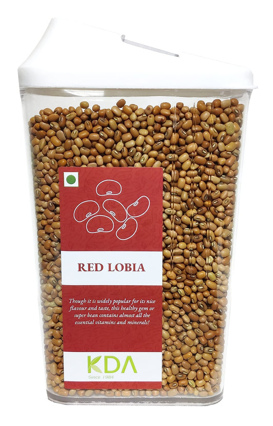 KDA Red Lobia | Cowpea | Black-Eyed Pea | Handpicked & Unpolished | Free Easy Flow Container, 750g